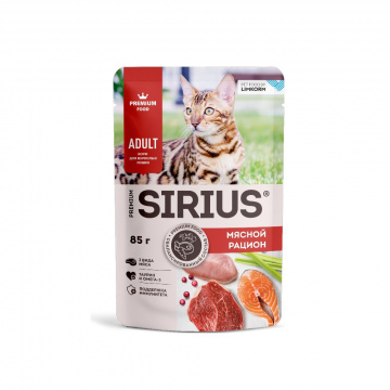 пауч Sirius adult мясной рацион, 85г