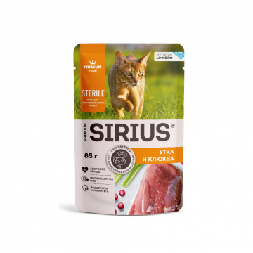 пауч Sirius sterile утка и клюква, 85г.
